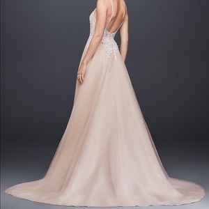 Sheer Beaded Bodice Organza A-Line Wedding Dress